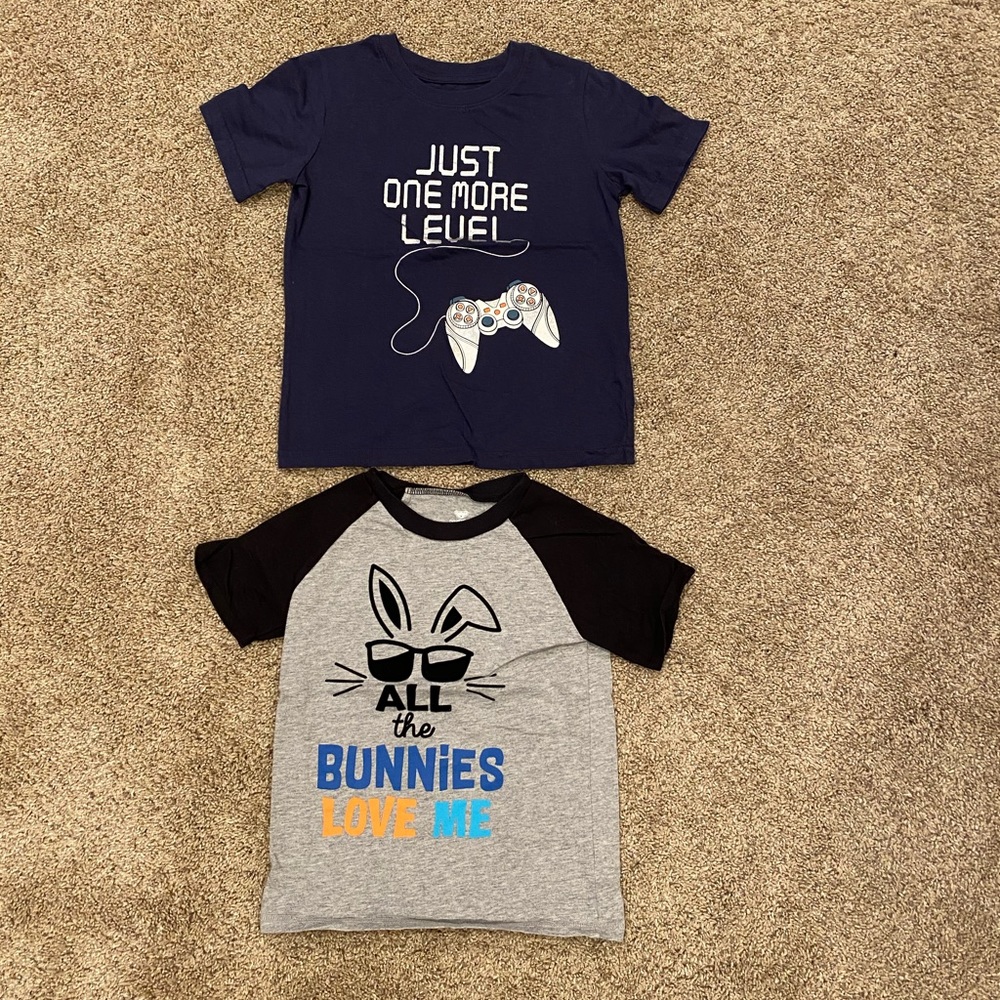 Koala Kids (2) Sz 4T Grey/Navy Short Sleeve Shirts